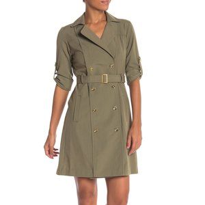 NWT Sharagano Belted Double Breasted Trench Dress